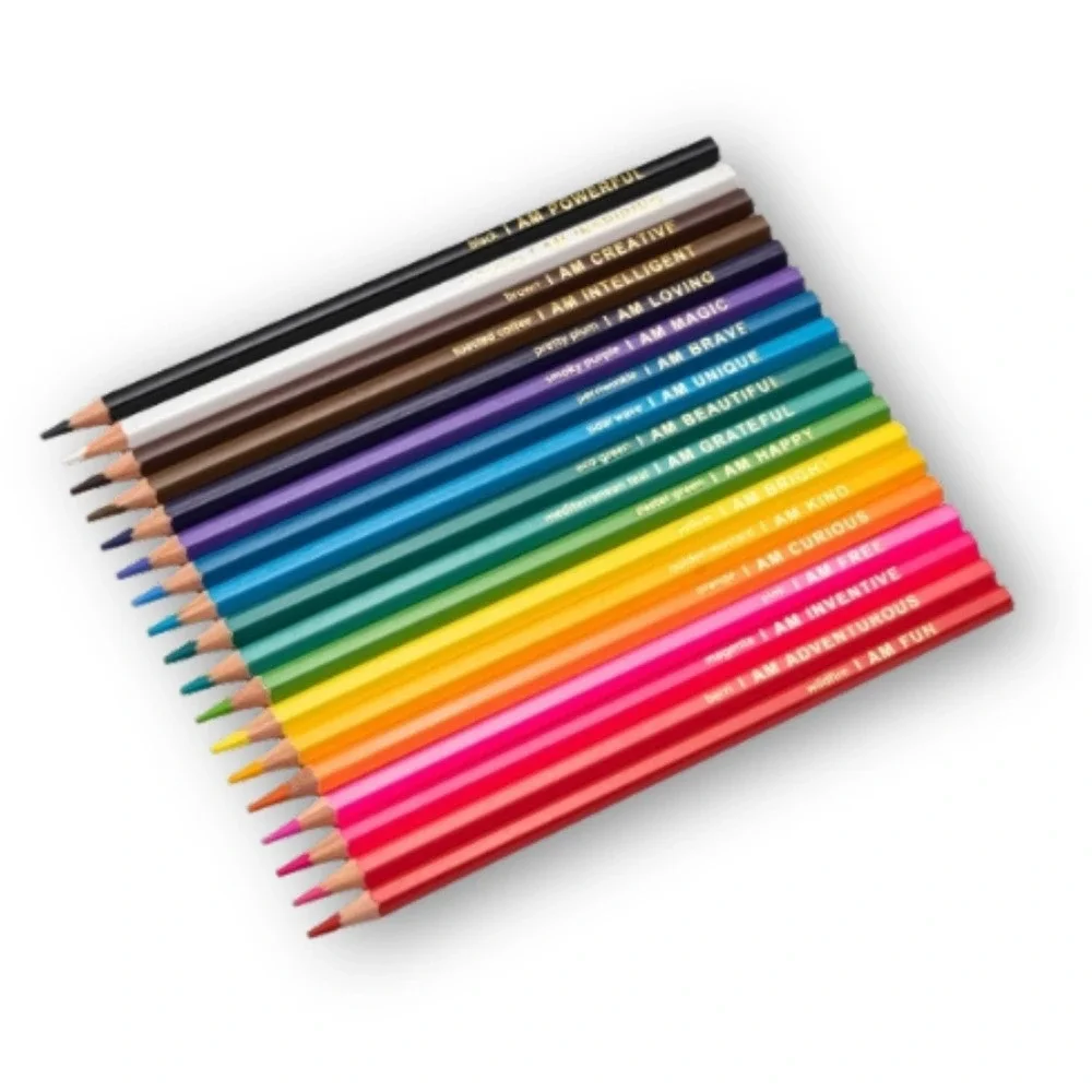Girls Affirmation Coloring Set - 18 Quote Coloring Pencils & Coloring Book